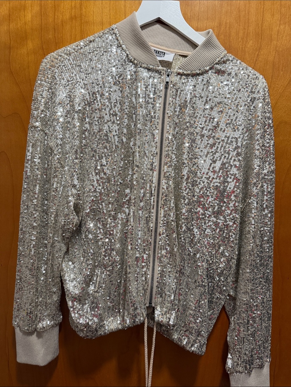 BB Dakota Silver Sequin Bomber Jacket